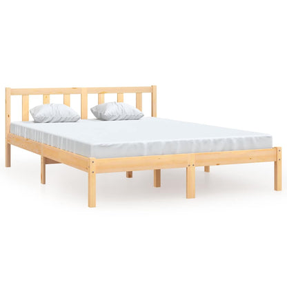 vidaXL Bed Frame without Mattress Solid Wood 160x200 cm - Brown - 205.5 x 165.5 x 69.5 cm - 64884