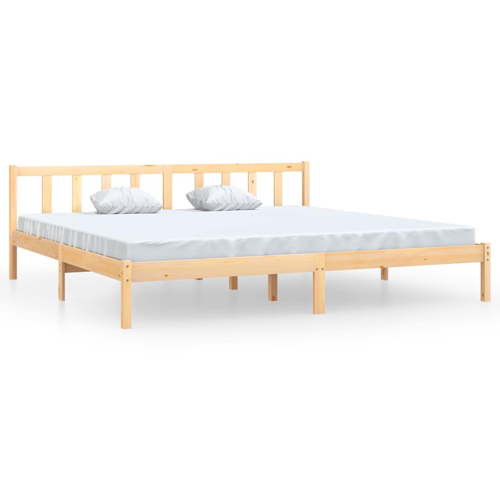 vidaXL Bed Frame without Mattress Solid Wood Super King Size - Brown - 205.5 x 185.5 x 69.5 cm