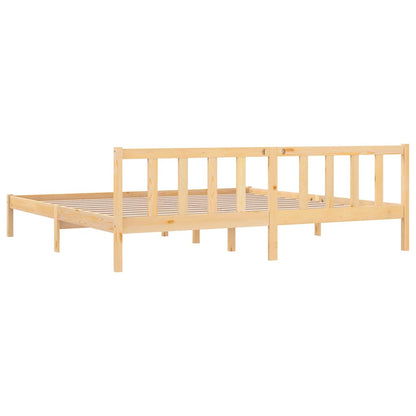 vidaXL Bed Frame without Mattress Solid Wood Super King Size - Brown - 205.5 x 185.5 x 69.5 cm