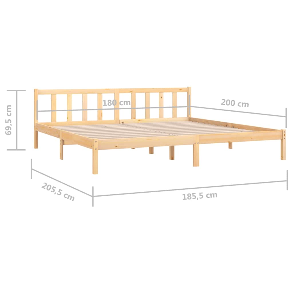 vidaXL Bed Frame without Mattress Solid Wood Super King Size - Brown - 205.5 x 185.5 x 69.5 cm