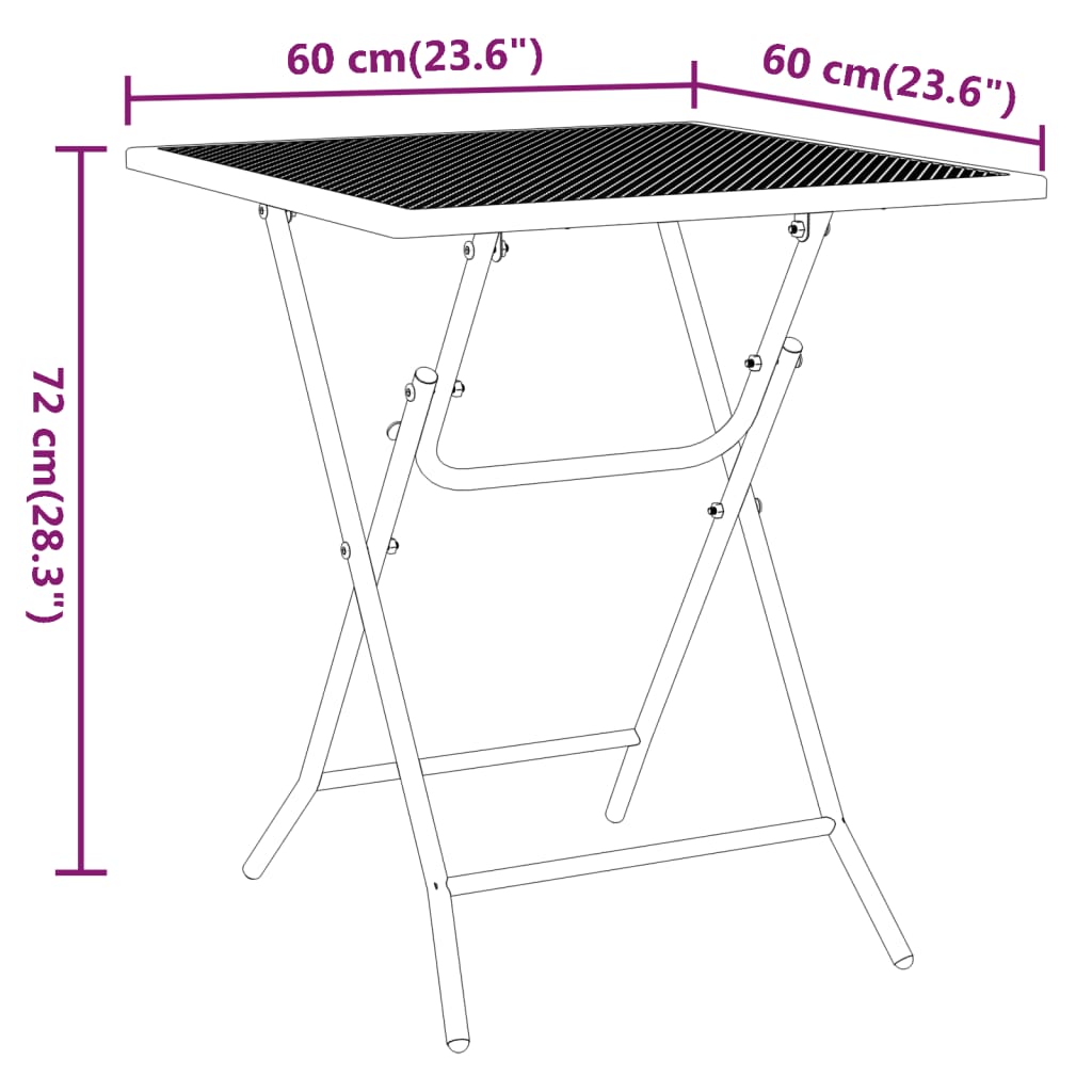 vidaXL Garden Table 60x60x72 cm Expanded Metal Mesh Anthracite