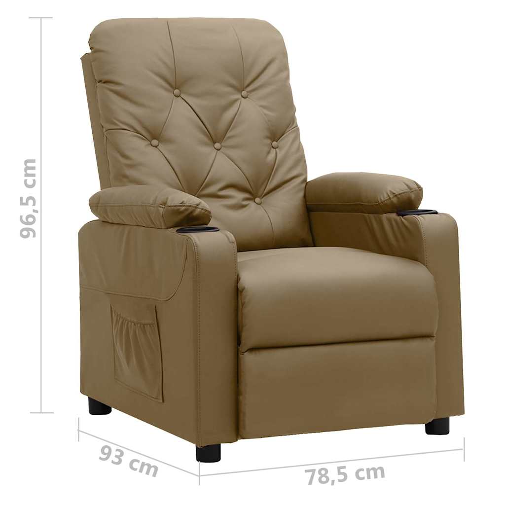 vidaXL Recliner Chair Cappuccino Faux Leather - Brown