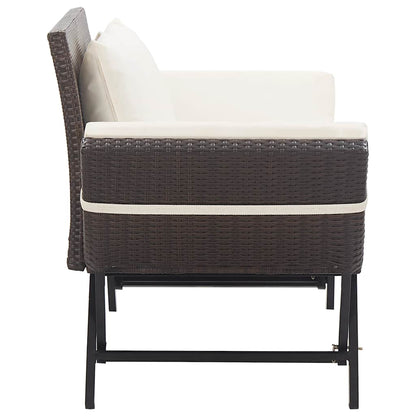 vidaXL Garden Bench with Cushions Brown 176 cm Poly Rattan