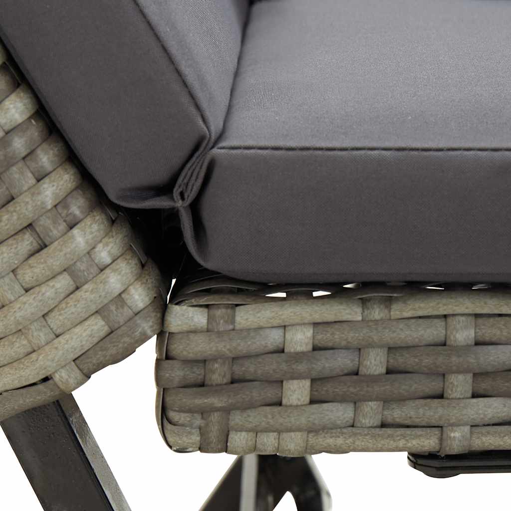 vidaXL Garden Bench with Cushions Grey 176 cm Poly Rattan