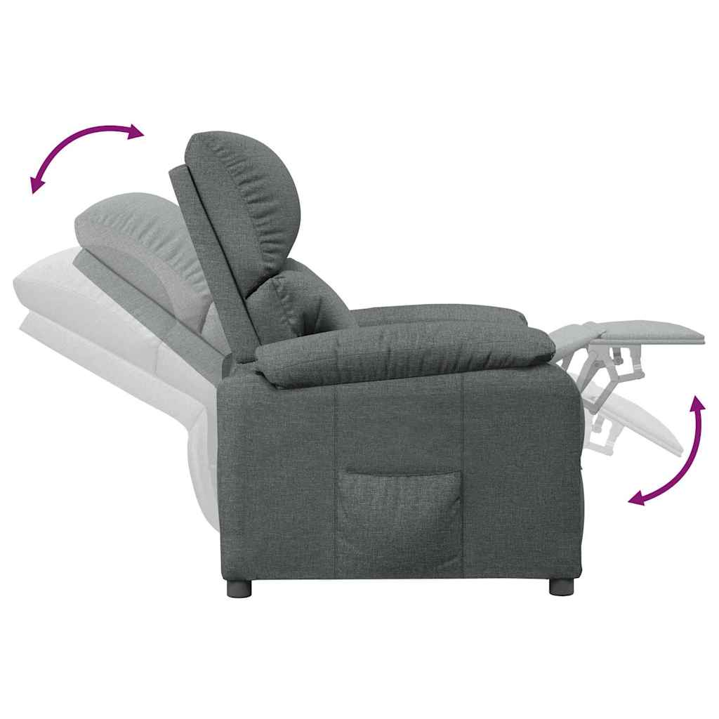 vidaXL Recliner Chair Dark Grey Fabric