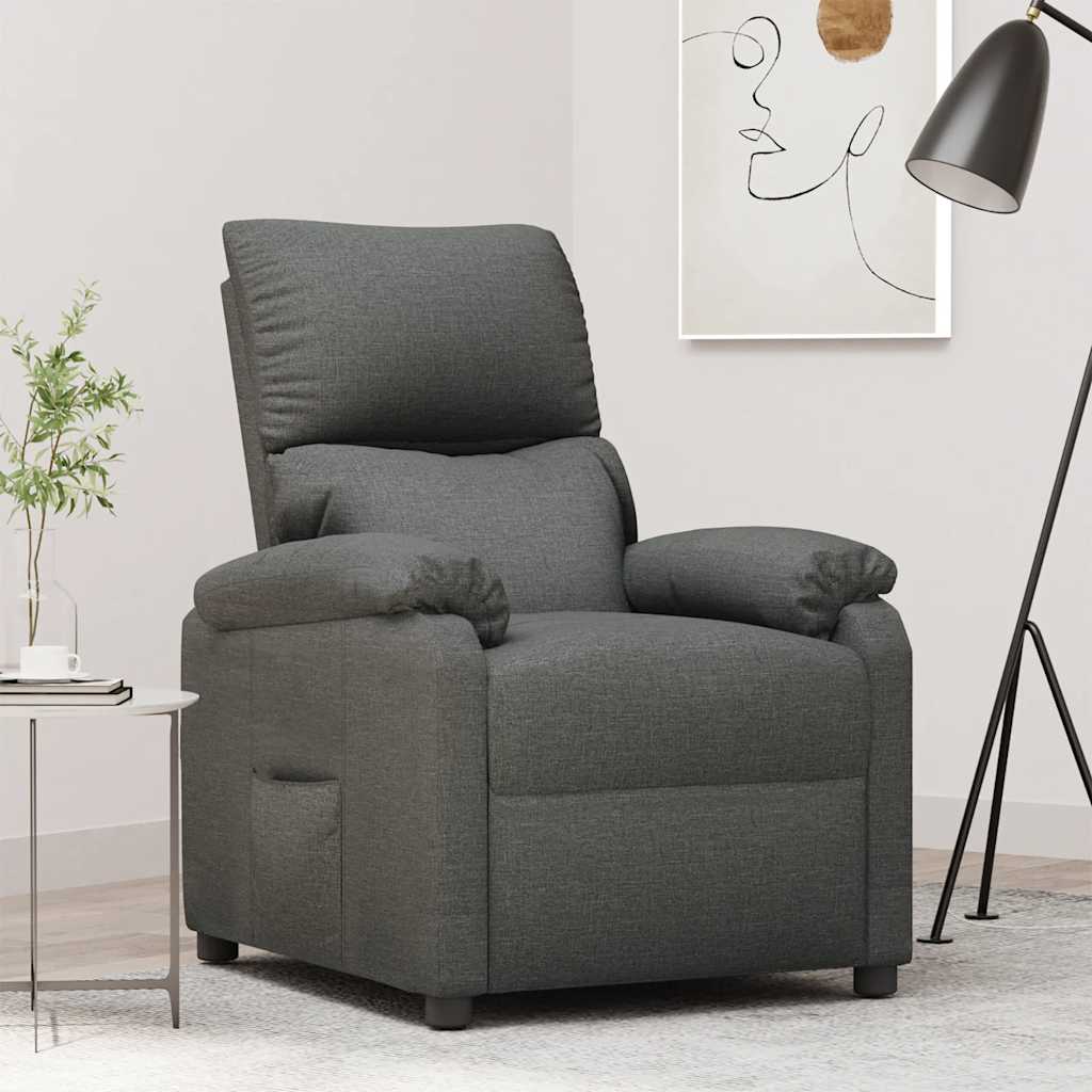 vidaXL Recliner Chair Dark Grey Fabric