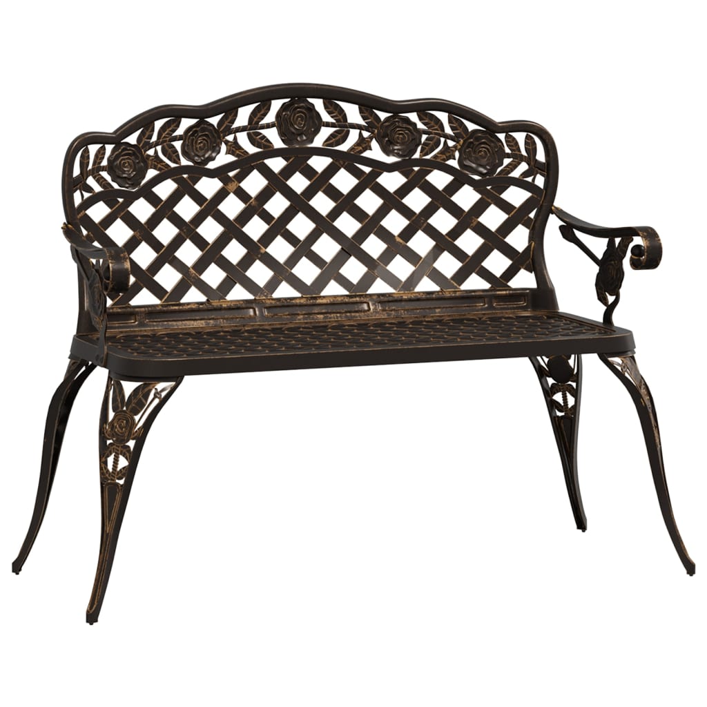 vidaXL Garden Bench 108 cm Cast Aluminium Bronze - Brown