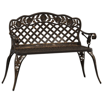 vidaXL Garden Bench 108 cm Cast Aluminium Bronze - Brown