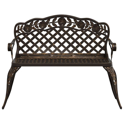 vidaXL Garden Bench 108 cm Cast Aluminium Bronze - Brown