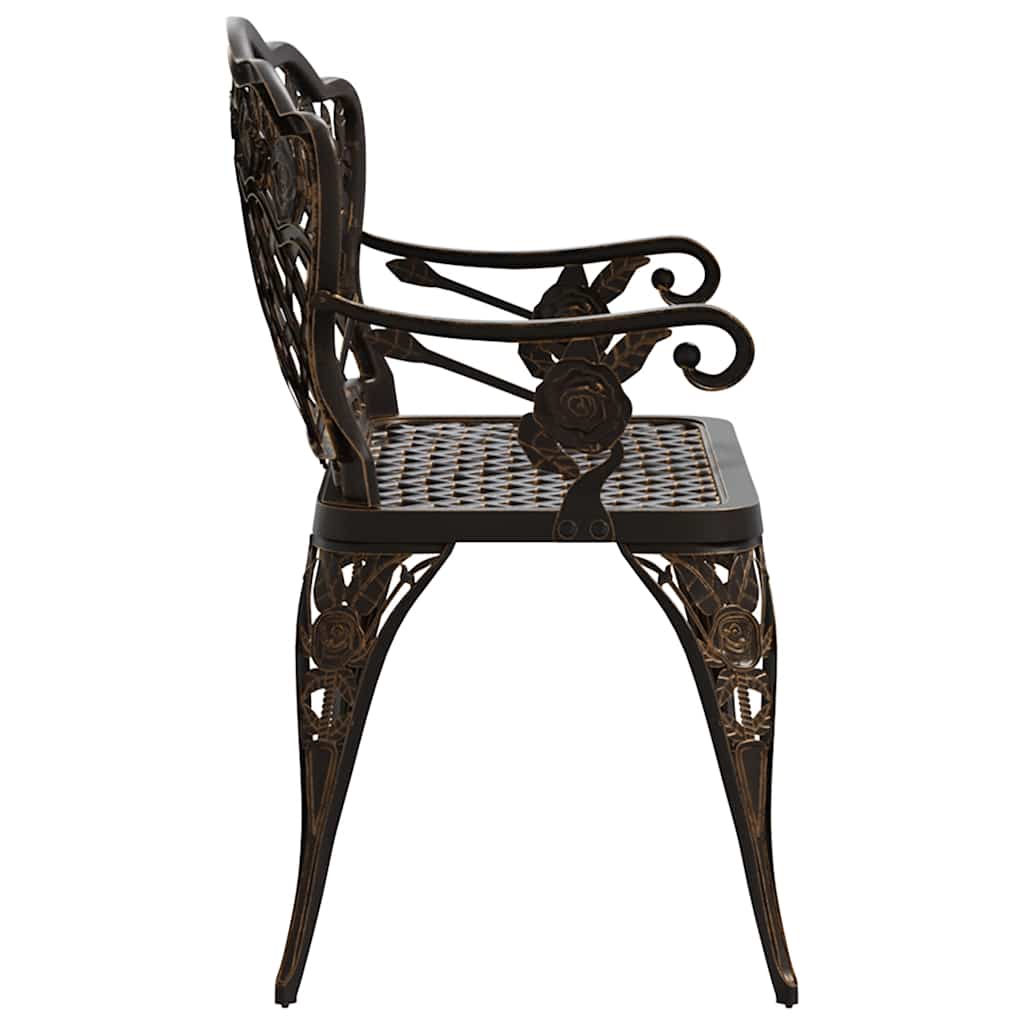 vidaXL Garden Bench 108 cm Cast Aluminium Bronze - Brown