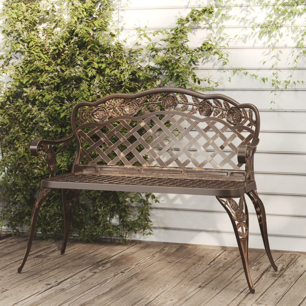 vidaXL Garden Bench 108 cm Cast Aluminium Bronze - Brown