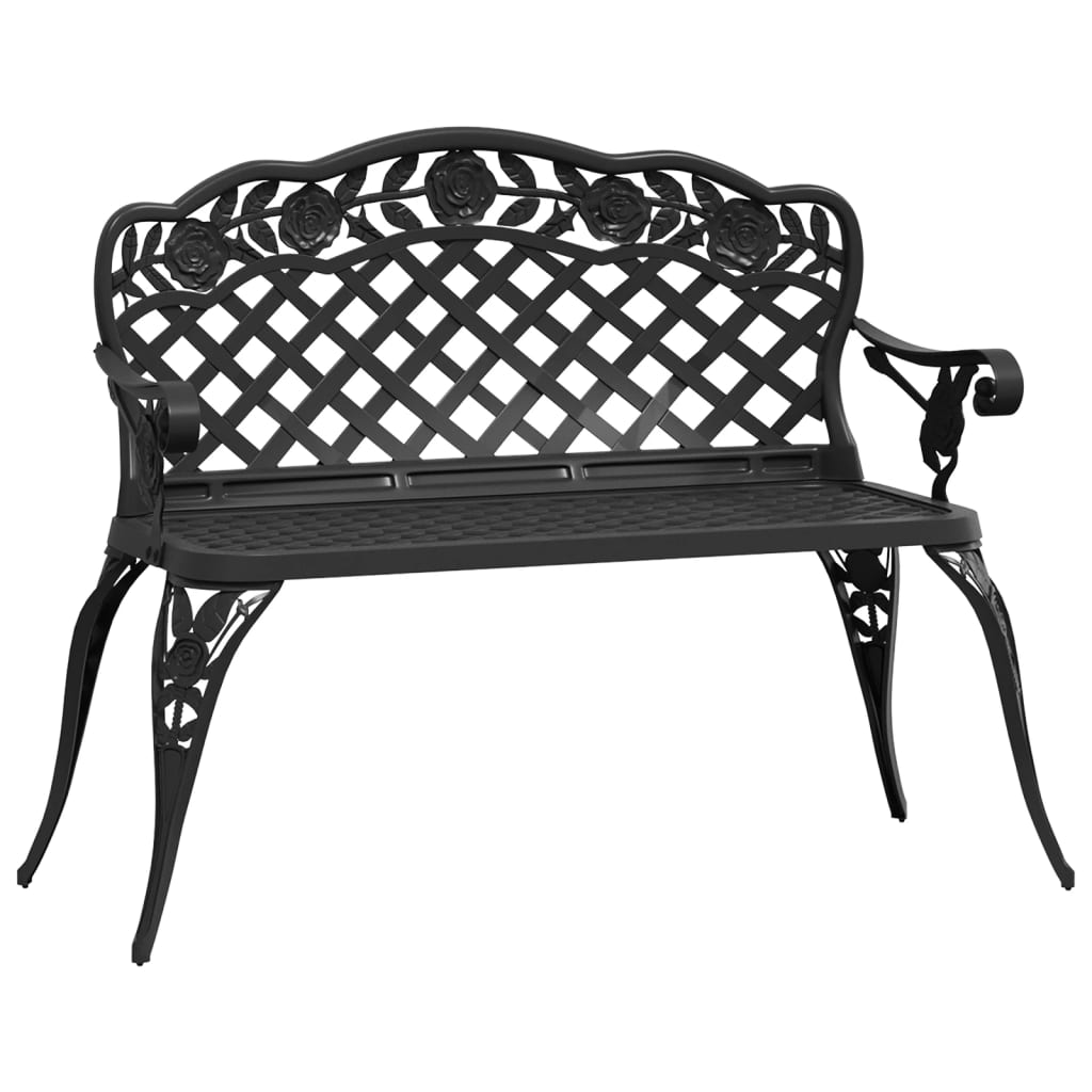 vidaXL Garden Bench | Black | Cast aluminium, Cast iron | 108 cm | Durable