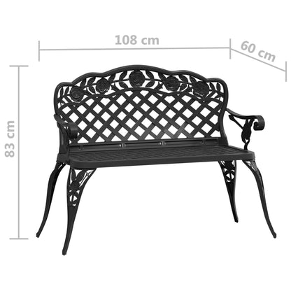 vidaXL Garden Bench | Black | Cast aluminium, Cast iron | 108 cm | Durable