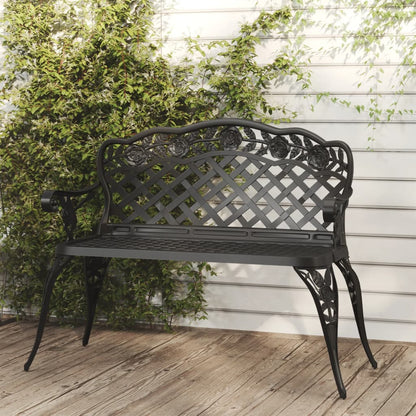 vidaXL Garden Bench | Black | Cast aluminium, Cast iron | 108 cm | Durable
