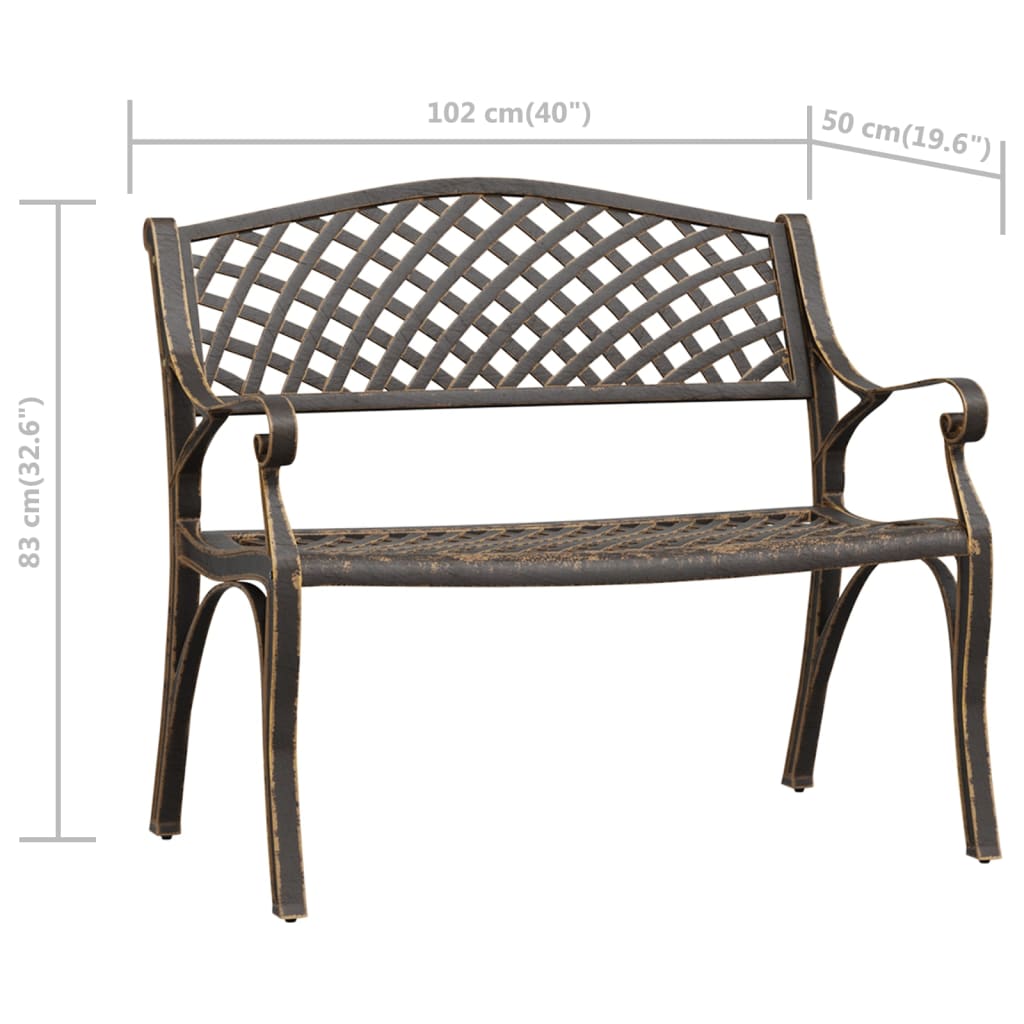 vidaXL Garden Bench 102 cm Cast Aluminium Bronze - Brown