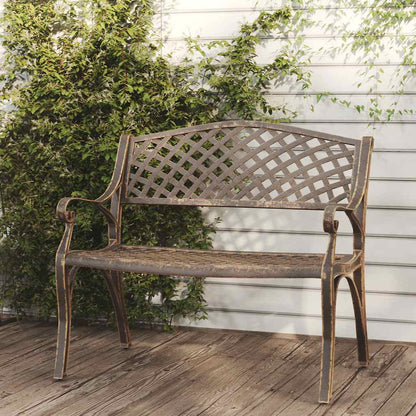 vidaXL Garden Bench 102 cm Cast Aluminium Bronze - Brown