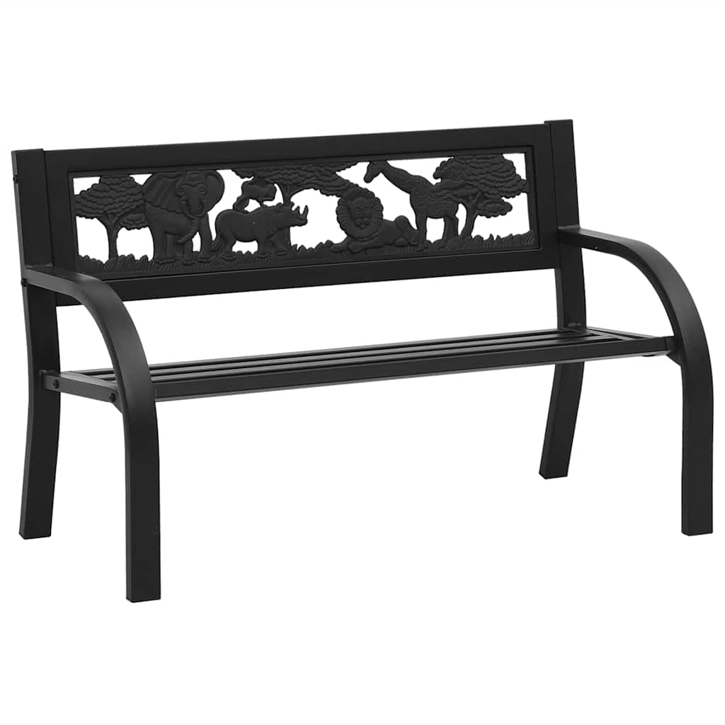vidaXL Children Garden Bench 86 cm Steel - Black