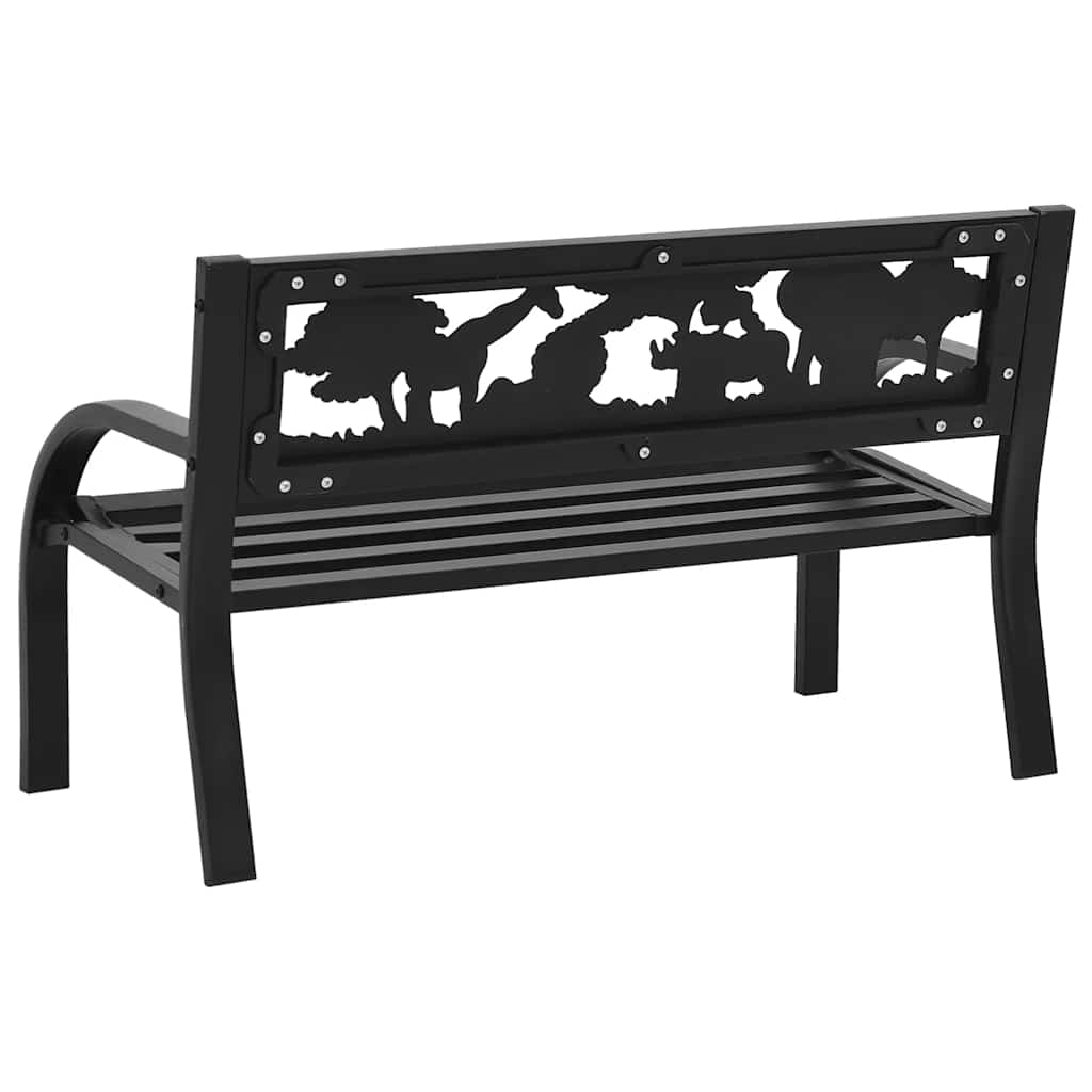 vidaXL Children Garden Bench 86 cm Steel - Black