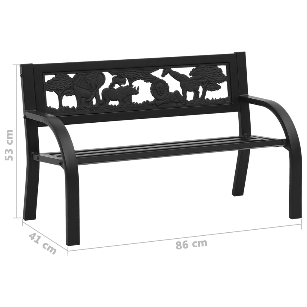 vidaXL Children Garden Bench 86 cm Steel - Black