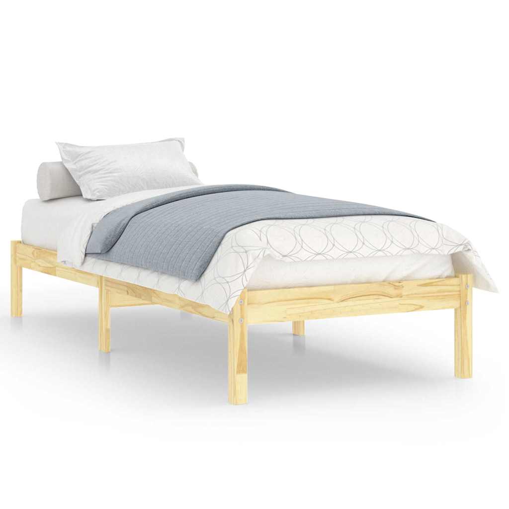 vidaXL Bed Frame without Mattress Solid Wood Small Single - Brown - 195.5 x 80.5 x 31 cm - 64834