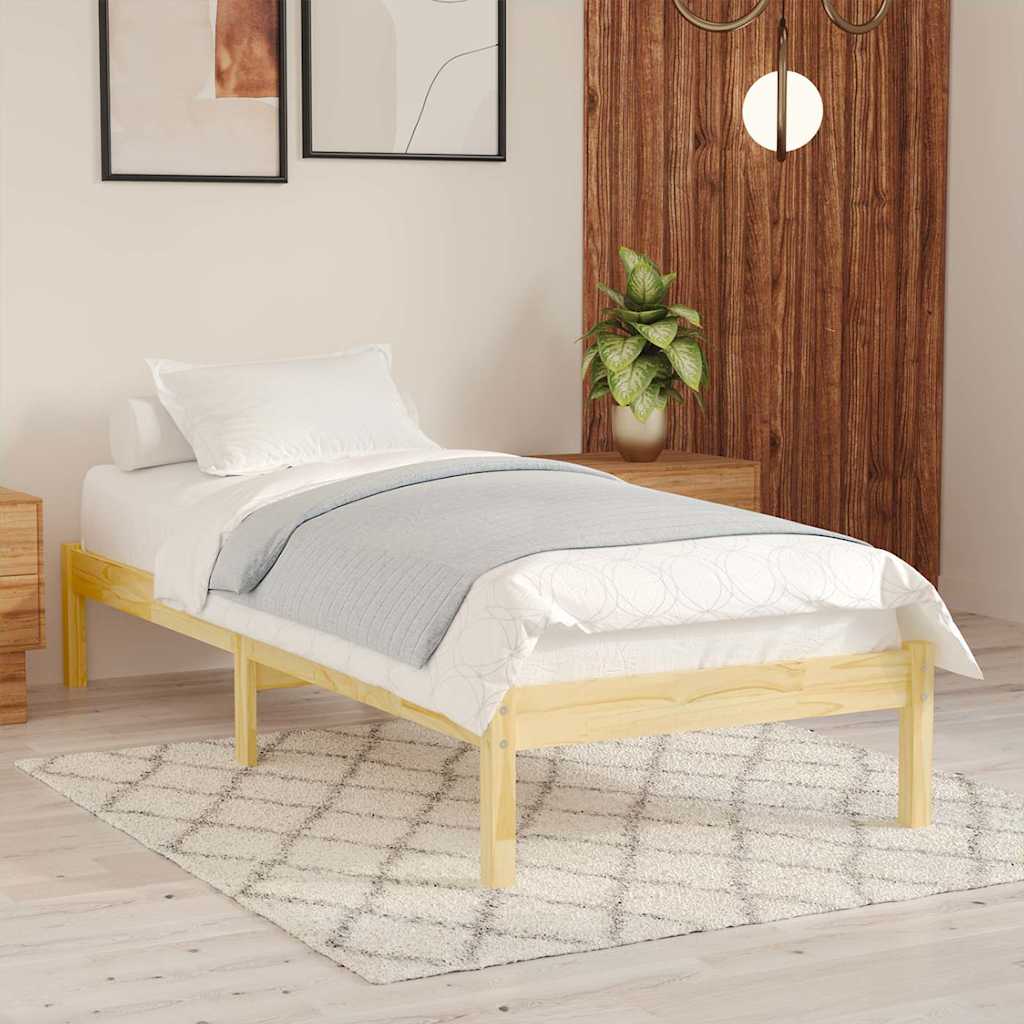 vidaXL Bed Frame without Mattress Solid Wood Small Single - Brown - 195.5 x 80.5 x 31 cm - 64834
