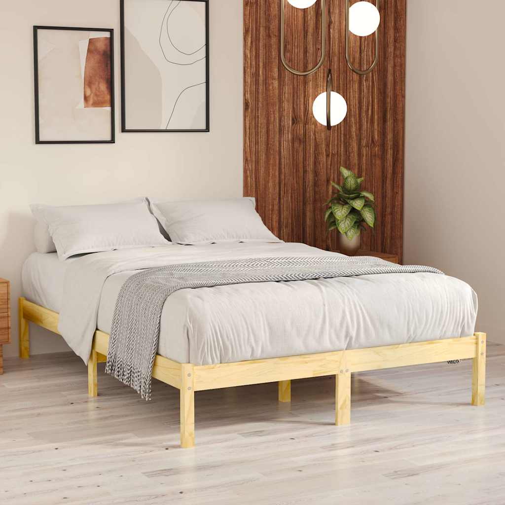 vidaXL Bed Frame without Mattress Solid Wood 160x200 cm - Brown - 205.5 x 165.5 x 31 cm