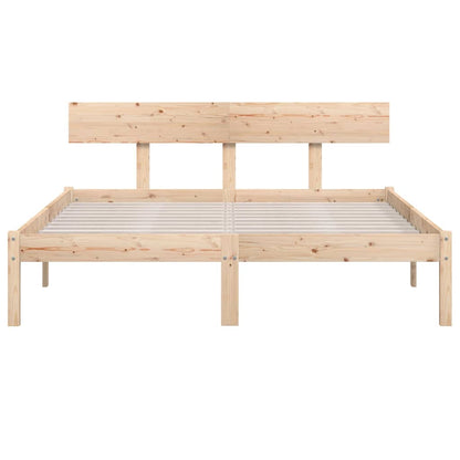 vidaXL Bed Frame without Mattress Solid Wood 140x200 cm - Brown - 206.5 x 145.5 x 70 cm