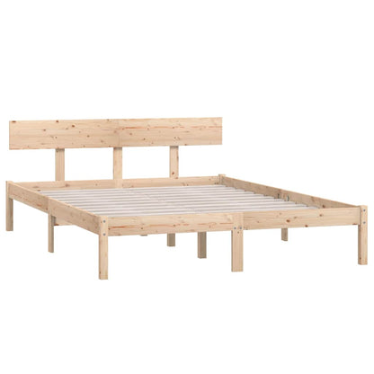 vidaXL Bed Frame without Mattress Solid Wood 160x200 cm - Brown - 206.5 x 165.5 x 70 cm