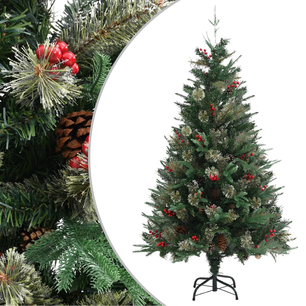 vidaXL Christmas Tree with Pine Cones Green 150 cm PVC&PE - 150 x 68 cm