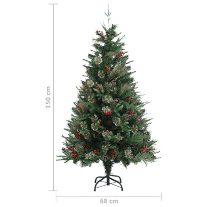 vidaXL Christmas Tree with Pine Cones Green 150 cm PVC&PE - 150 x 68 cm