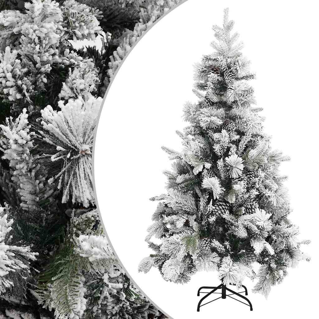 vidaXL Christmas Tree with Flocked Snow&Cones 195 cm PVC&PE - Green - 195 x 95 cm