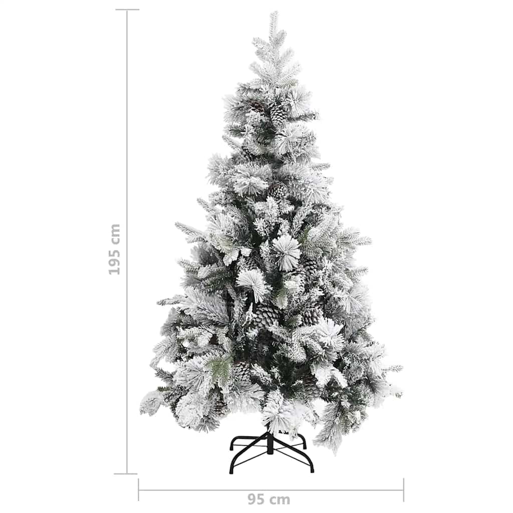 vidaXL Christmas Tree with Flocked Snow&Cones 195 cm PVC&PE - Green - 195 x 95 cm