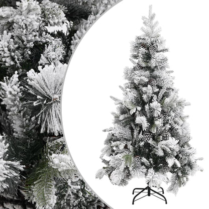 vidaXL Christmas Tree with Flocked Snow&Cones 225 cm PVC&PE - Green - 225 x 110 cm