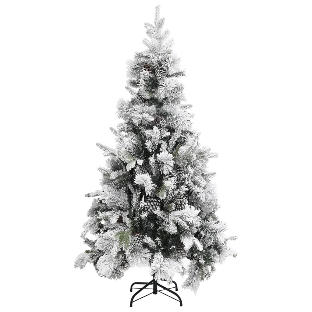 vidaXL Christmas Tree with Flocked Snow&Cones 225 cm PVC&PE - Green - 225 x 110 cm