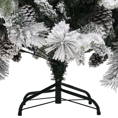 vidaXL Christmas Tree with Flocked Snow&Cones 225 cm PVC&PE - Green - 225 x 110 cm