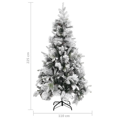 vidaXL Christmas Tree with Flocked Snow&Cones 225 cm PVC&PE - Green - 225 x 110 cm
