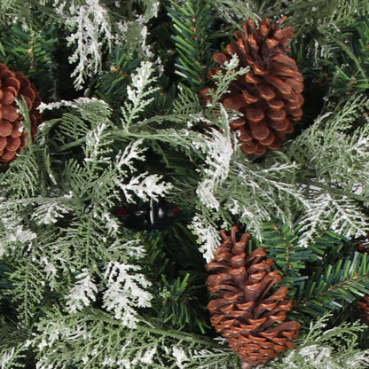 vidaXL Christmas Tree with Pine Cones Green and White 195 cm PVC&PE - 195 x 105 cm