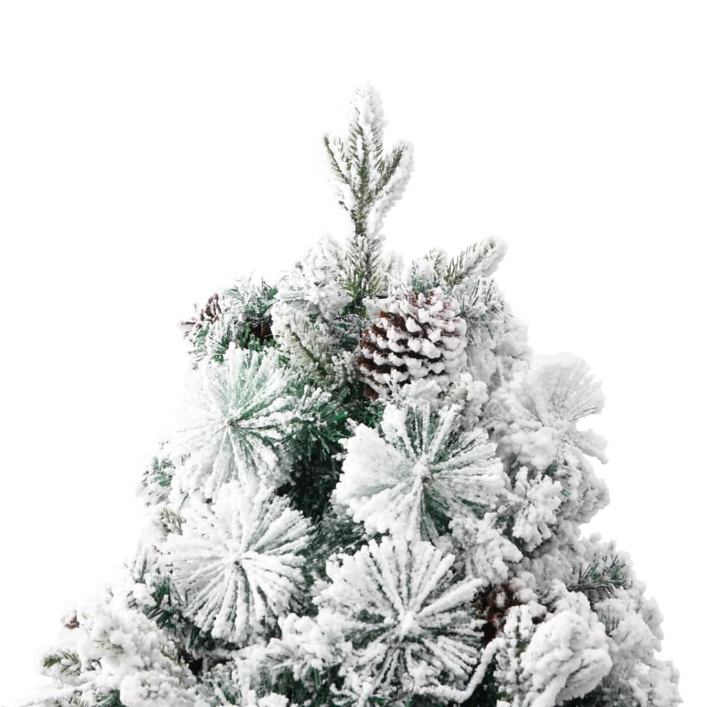 vidaXL Pre-lit Christmas Tree with Flocked Snow&Cones 195 cm PVC&PE - Green - 195 x 95 cm