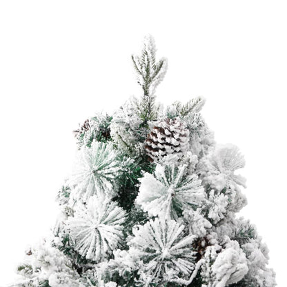 vidaXL Pre-lit Christmas Tree with Flocked Snow&Cones 195 cm PVC&PE - Green - 195 x 95 cm