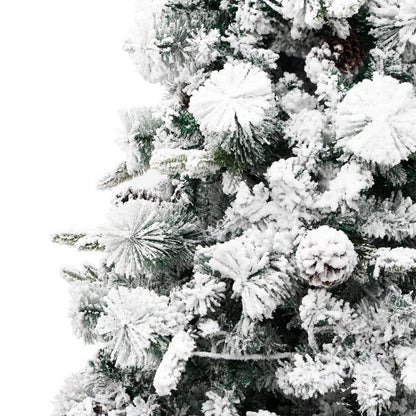 vidaXL Pre-lit Christmas Tree with Flocked Snow&Cones 195 cm PVC&PE - Green - 195 x 95 cm