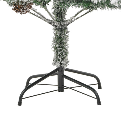 vidaXL Pre-lit Christmas Tree with Flocked Snow&Cones 195 cm PVC&PE - Green - 195 x 95 cm