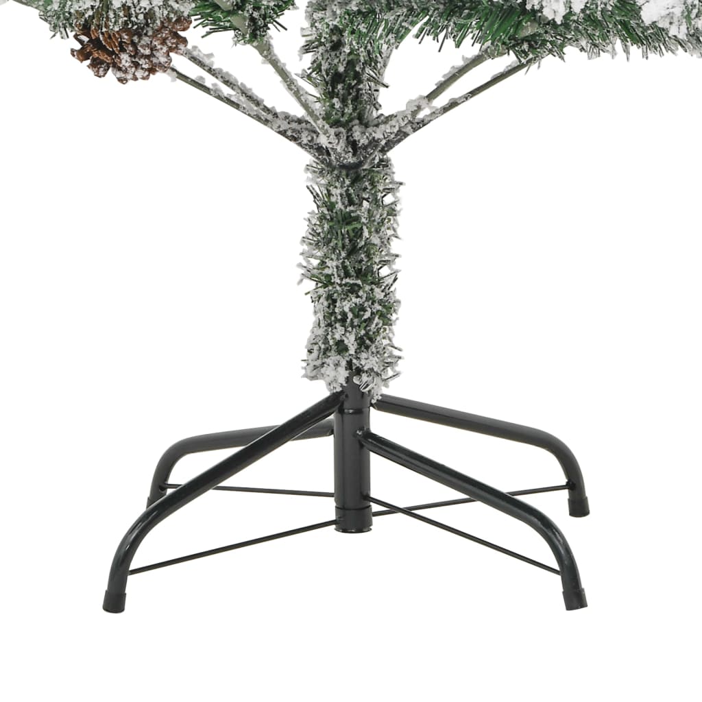 vidaXL Pre-lit Christmas Tree with Flocked Snow&Cones 225 cm PVC&PE - Green - 225 x 110 cm
