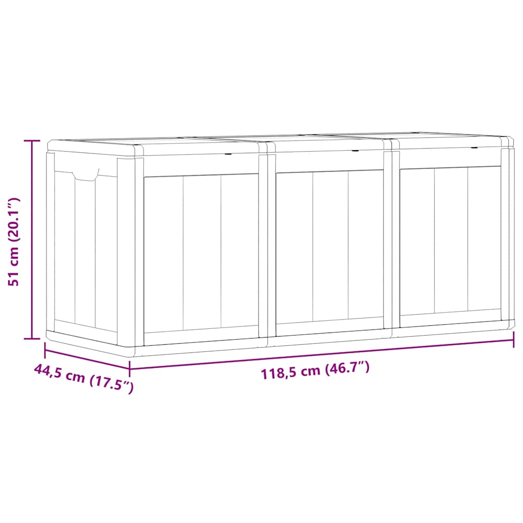 vidaXL Garden Storage Box 270L Brown PP Wood Look