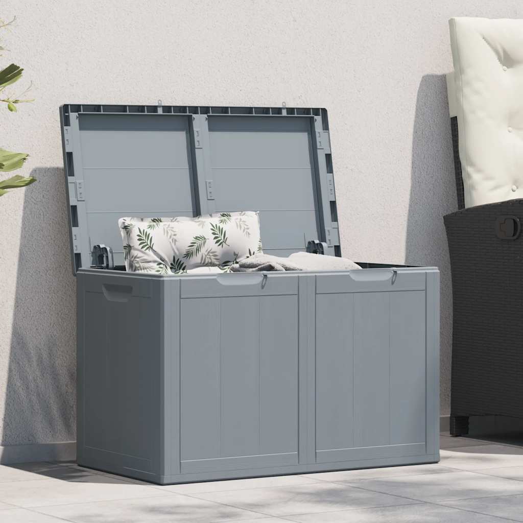 vidaXL Garden Storage Box 180L Grey PP Wood Look