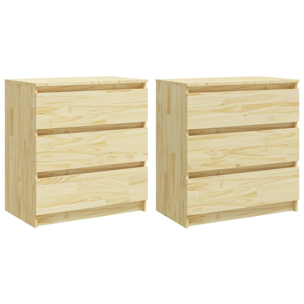 vidaXL Bedside Cabinets 2 pcs 60x36x64 cm Solid Pinewood - Brown