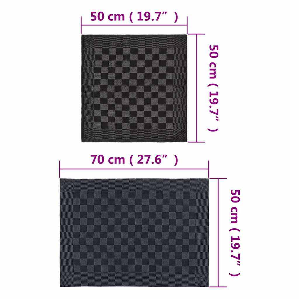 vidaXL 10 Piece Towel Set Black and Grey Cotton - Multicolour - 50 x 70 cm