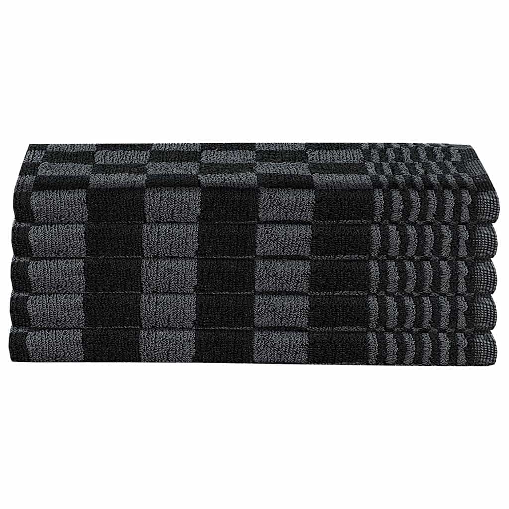 vidaXL 10 Piece Towel Set Black and Grey Cotton - Multicolour - 50 x 70 cm