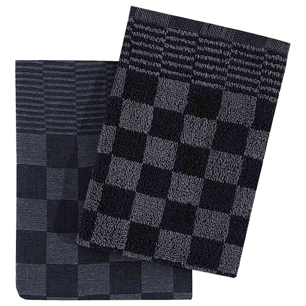 vidaXL 10 Piece Towel Set Black and Grey Cotton - Multicolour - 50 x 70 cm