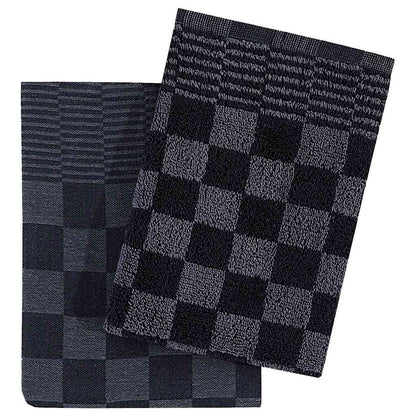 vidaXL 10 Piece Towel Set Black and Grey Cotton - Multicolour - 50 x 70 cm