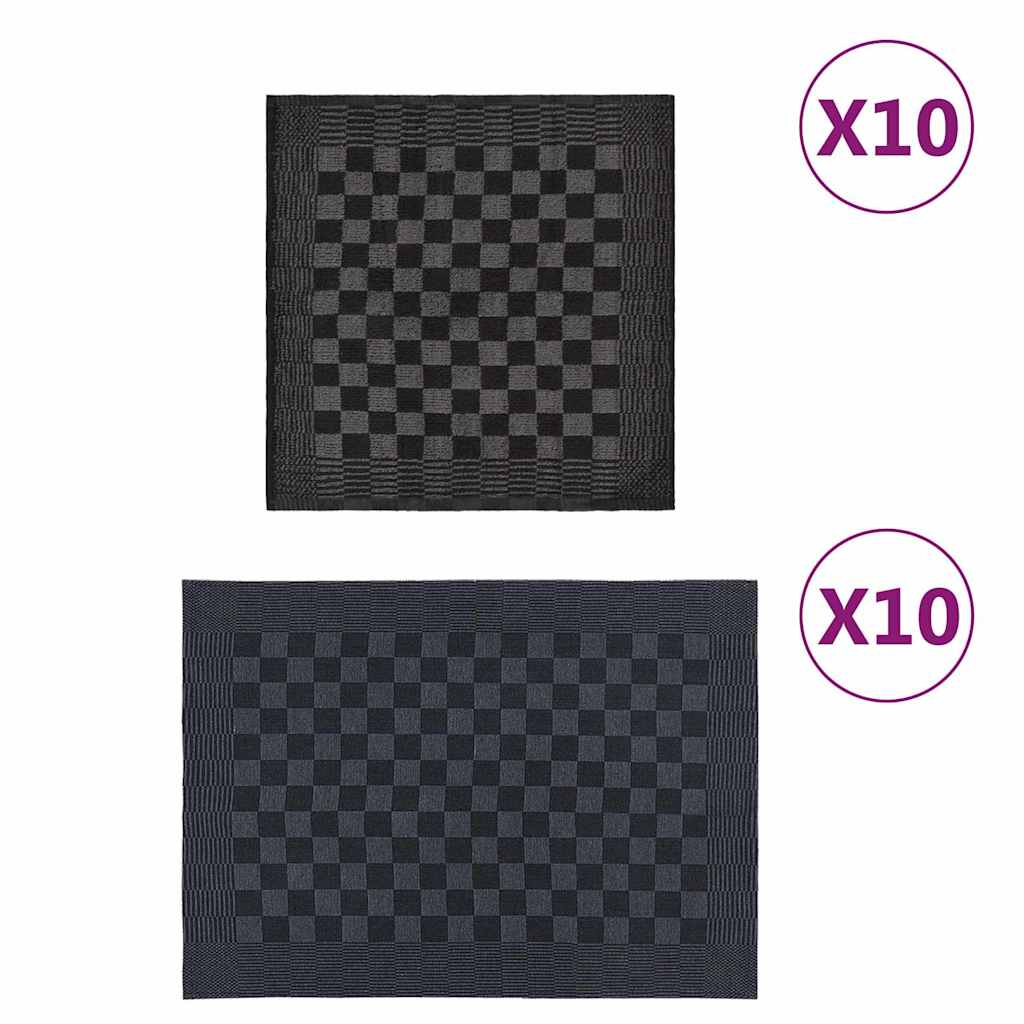 vidaXL 20 Piece Towel Set Black and Grey Cotton - Multicolour - 50 x 70 cm